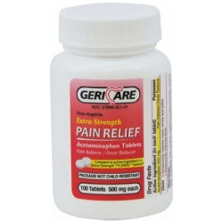 Geri Care Acetaminophen 500mg Extra Strength Pain Relief Tablets 100Count