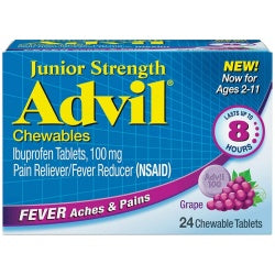 Advil, Junior Strength, Chewables, Ages 2-11, Grape, 24 Chewable Tablets