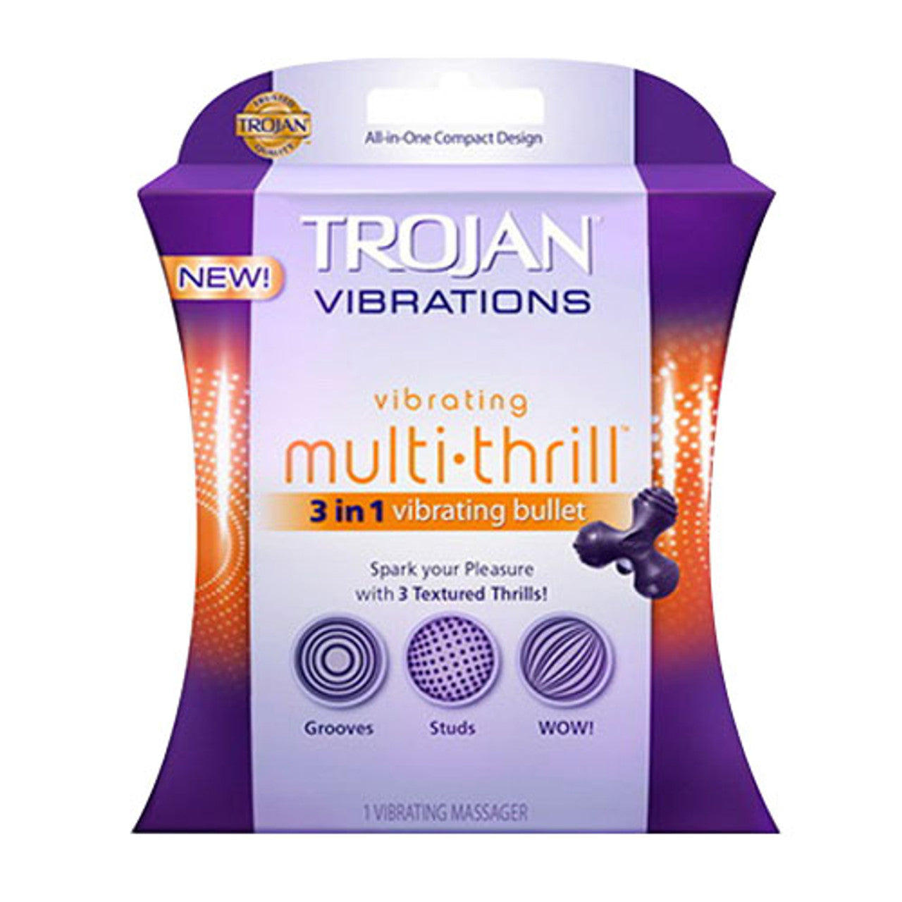 Trojan Vibrations Multi-Thrill 3 In 1 Vibrating Bullet - 1 Ea