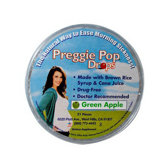 Preggie Pop Drops, Natural Green Apple - 21 Ea