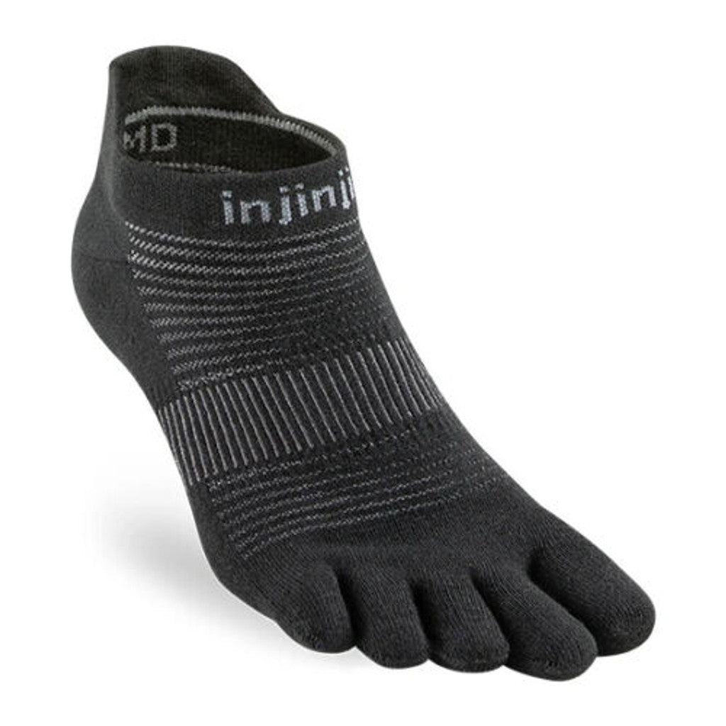 Injinji Unisex Run Lightweight No-Show Socks in Black Size: Large