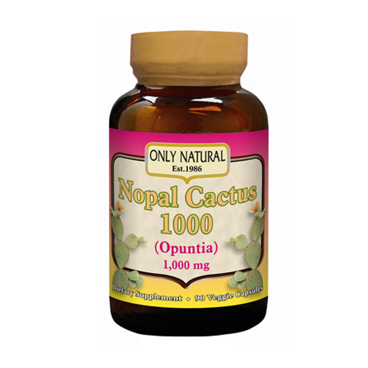 Only Natural Nopal Cactus 1,000 Vegetarian Capsules - 90 Ea