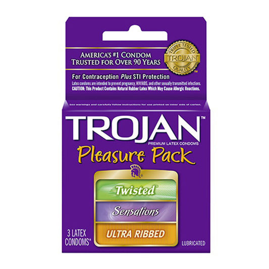 Trojan Pleasure Pack Ultra Ribbed Lubricated Condoms - 3 Ea