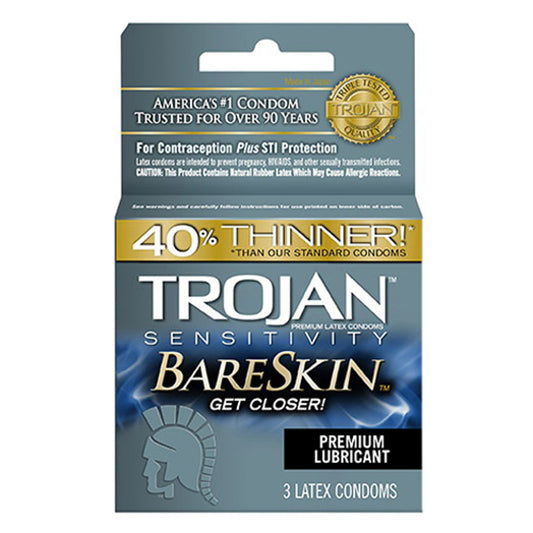 Trojan Sensitivity Bareskin Premium Latex Condoms - 3 Ea