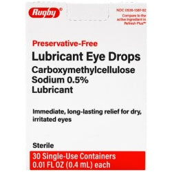 Rugby Preservative-Free Lubricant Eye Drops Dry Eyes 0.4 mL 30CT