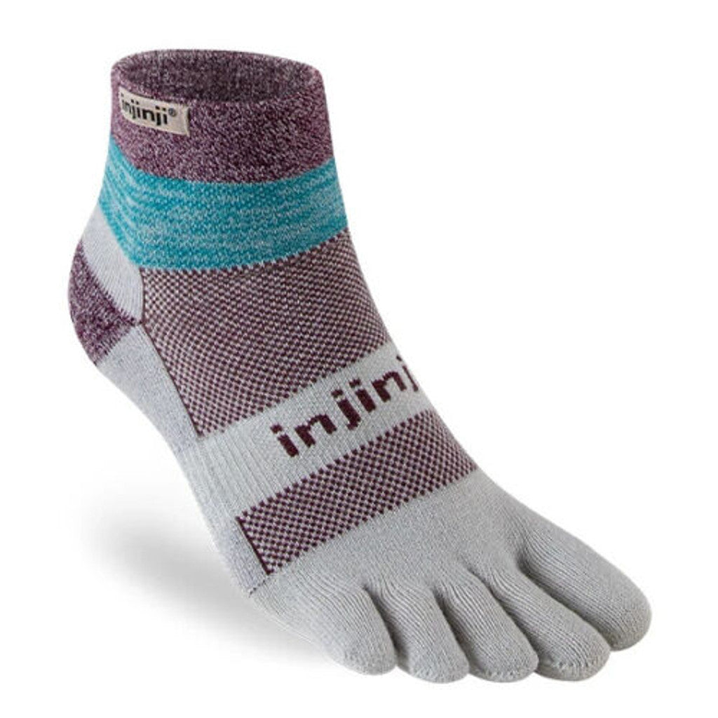 Injinji Unisex Trail Midweight Mini-Crew Socks in Bay, Size: Large