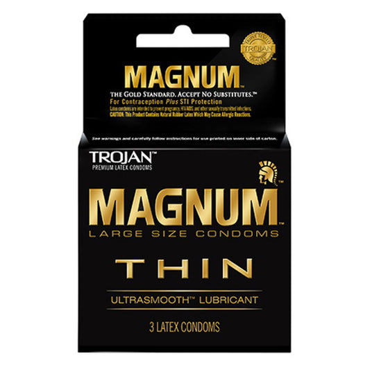 Trojan Magnum Thin Ultrasmooth Lubricant Large Size Condoms - 3 Ea