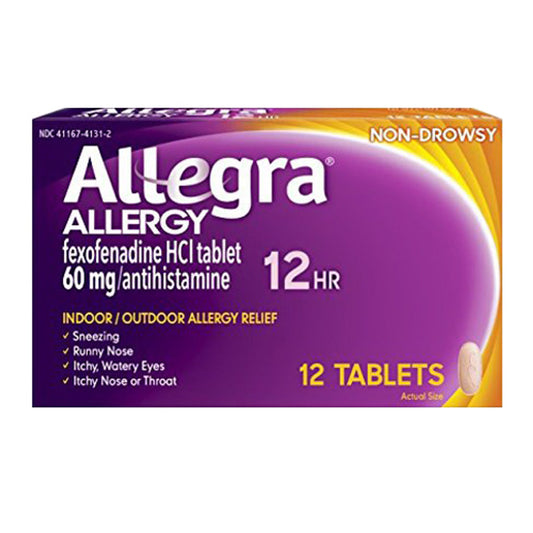 Allegra 12 Hour Allergies Relief Fexofenadine 60 Mg Tablets - 12 Ea