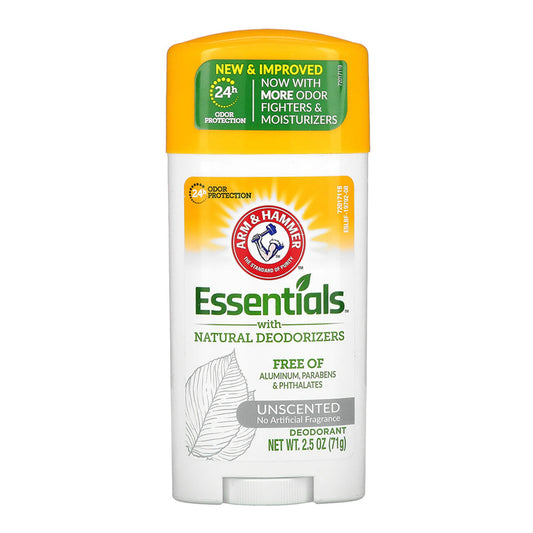 Arm and Hammer Essentials Natural Deodorant, Unscented, 2.5 Oz