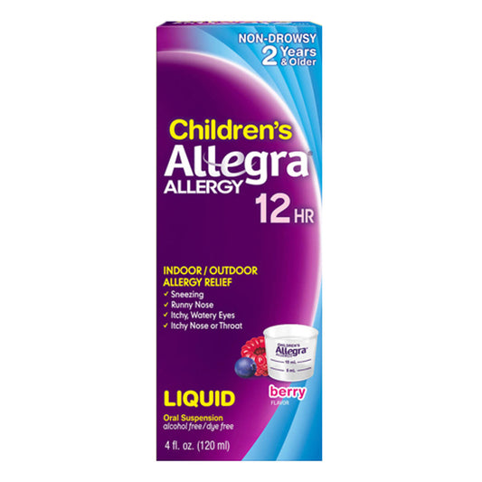 Allegra Childrens 12 Hour Allergy Relief Oral Suspension Liquid, Berry - 4 Oz