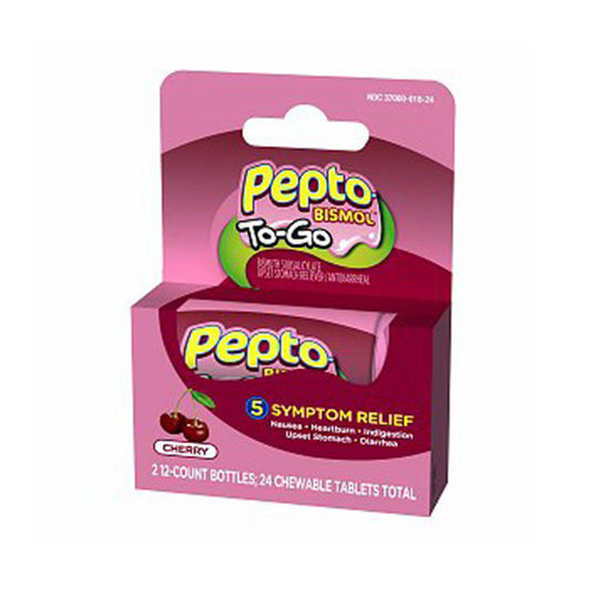 Pepto Bismol To Go Chewable Cherry Tablets - 24 Ea