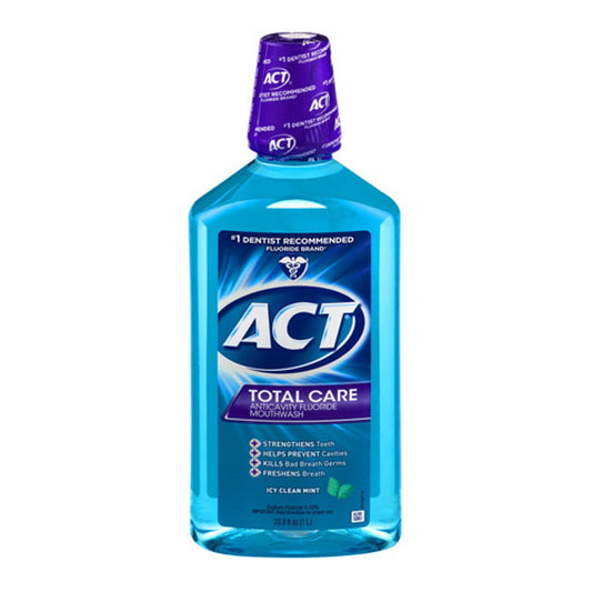 Act Total Care Icy Clean Mint AnticaVitamins y Fluoride Mouthwash - 33.8 Oz