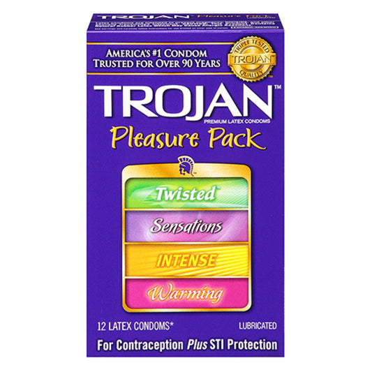 Trojan Pleasure Pack Premium Lubricated Latex Condoms - 12 Ea/Pack