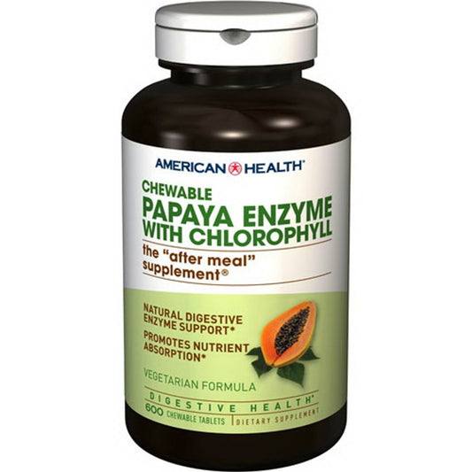 American Health Papaya Enzyme With Chloropyll Chewable Tablets, 600 Ea