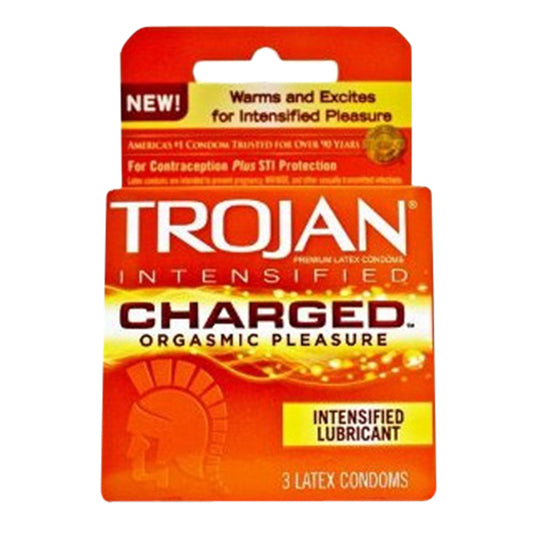 Trojan Intesified Charged Lubricant Latex Condoms - 3 Ea