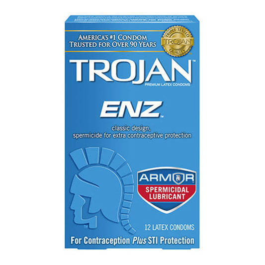 Trojan-Enz Spermicidal Lubricant Condoms - 12 Ea