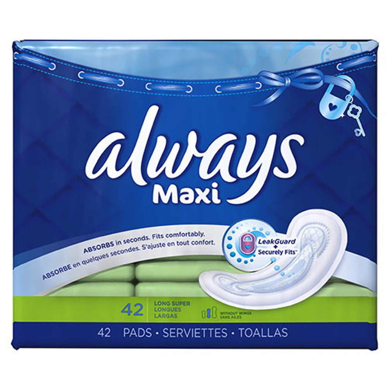 Always Non Wing Super Long Maxi Pads 42 Ea - 6 Pack