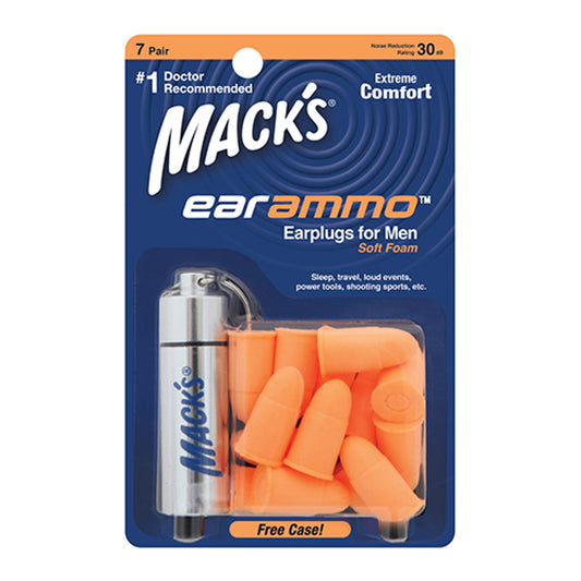 Macks Ear Ammo Ear Plugs for Men, Soft Foam - 7 pairs