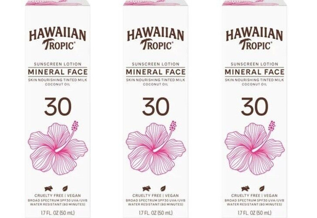 BL Hawaiian Tropic SPF 30 Mineral Face Tinted Milk Coconut Oil 1.7oz - Pack of 3