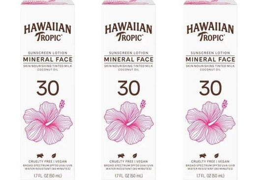 BL Hawaiian Tropic SPF 30 Mineral Face Tinted Milk Coconut Oil 1.7oz - Pack of 3