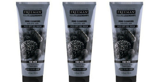 BL Freeman Mens Pore Cleansing Gel Mask Peel-Off Volcanic 6 oz - Pack of 3