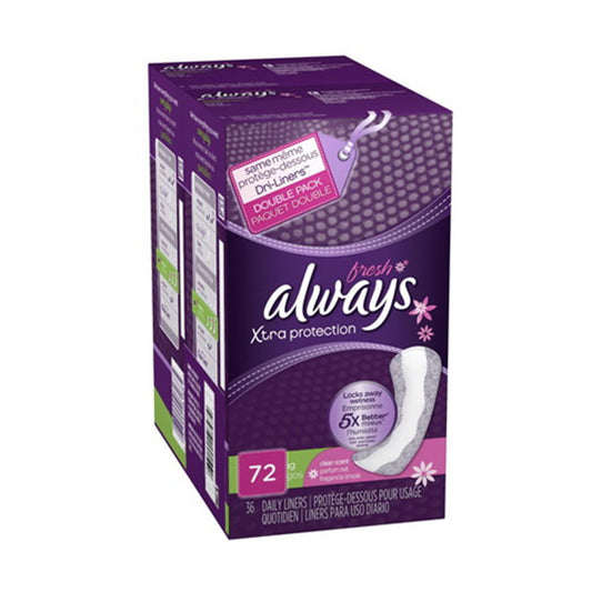 Always Xtra Protection Long Fresh Daily Liners - 72 ea, 4 Pack