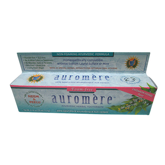 Auromere Ayurvedic Herbal Toothpaste Non Foaming Cardamom Fennel, 4.16 Oz